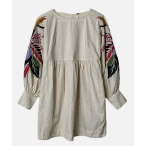 FREE PEOPLE Mini Obsessions Embroidered Dress Ivory Women's Size Small